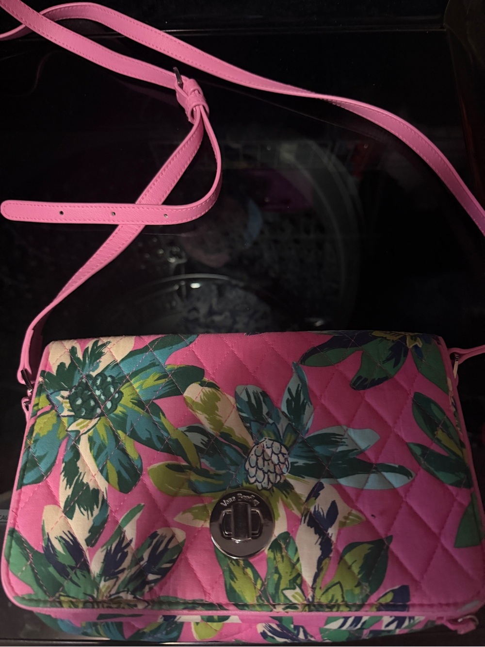 Vera Bradley Pink Quilted Floral Crossbody Bag